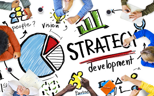 Strategy development drawn concept